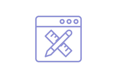 An icon showing a web browser window with a pencil and ruler, symbolizing design or editing.