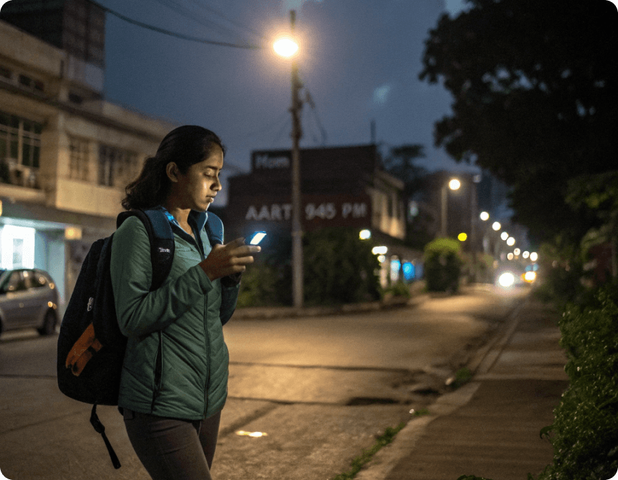 Girl walking late at night