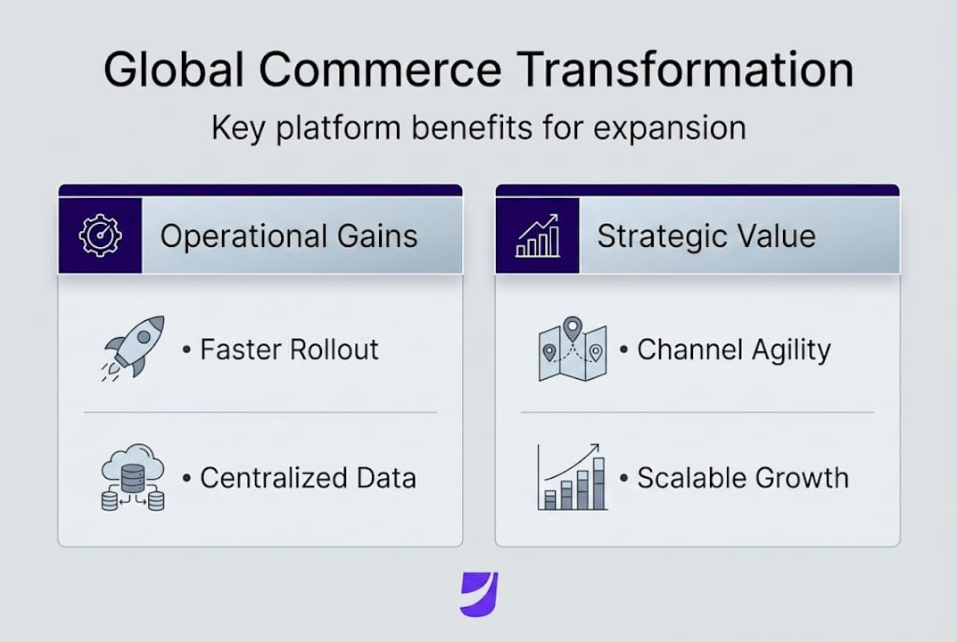 Infographic of global commerce platform advantages