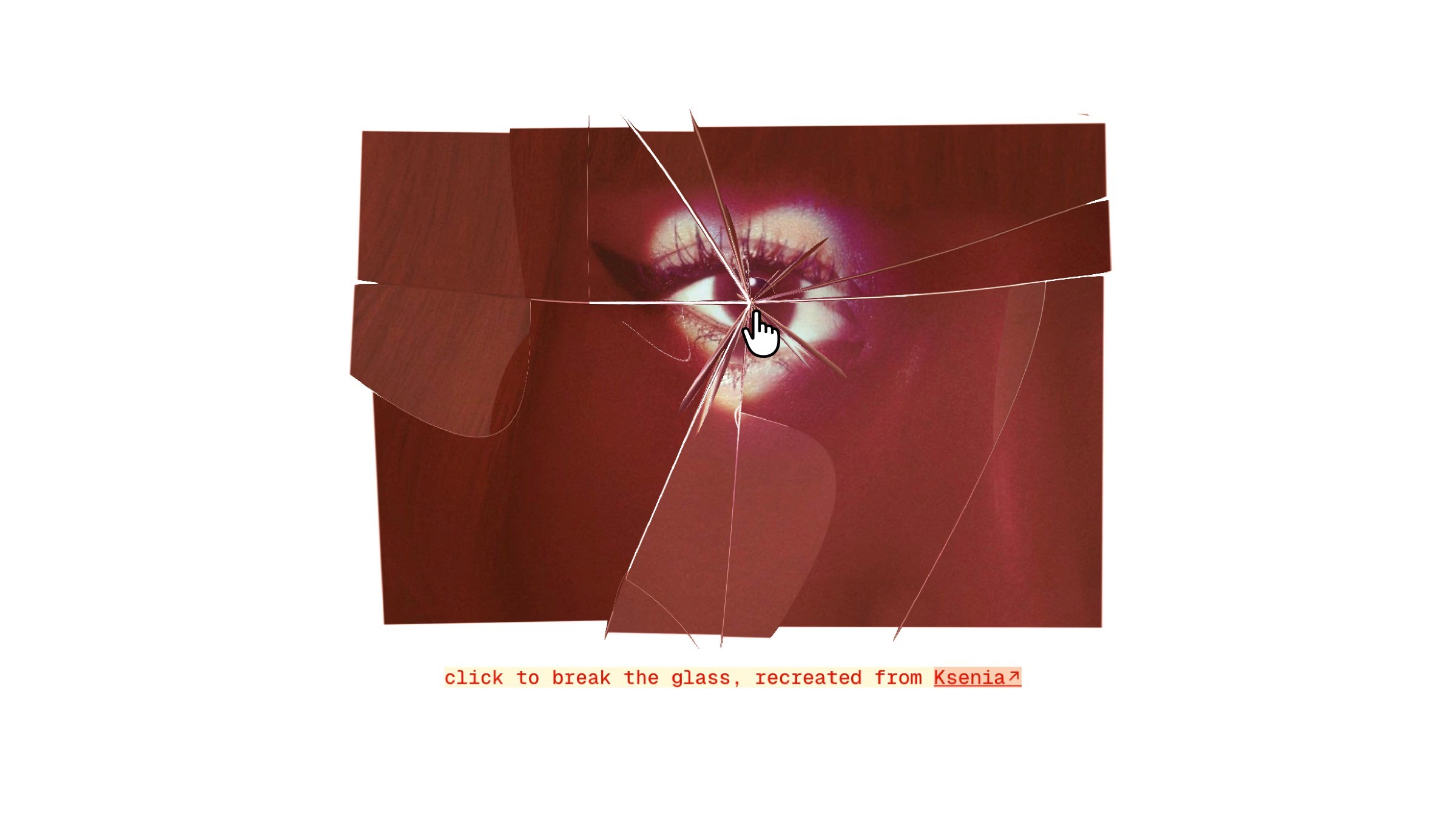 Shattered-glass effect over a stylized eye artwork