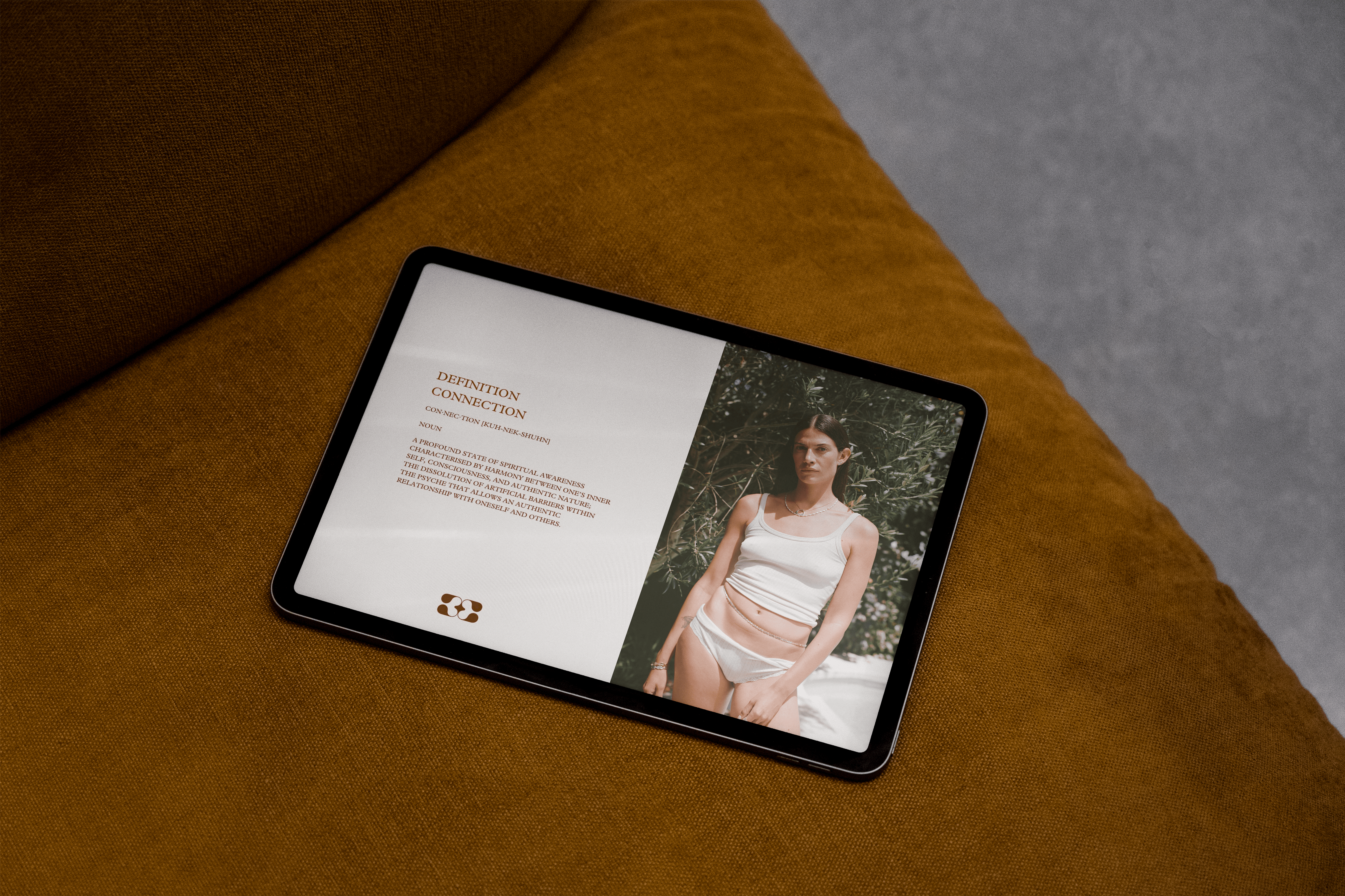 Creative direction image for a luxury interiors brand named Moon Interiors, featuring sleek, minimalistic stainless steel chairs with a tonal beige pink background.