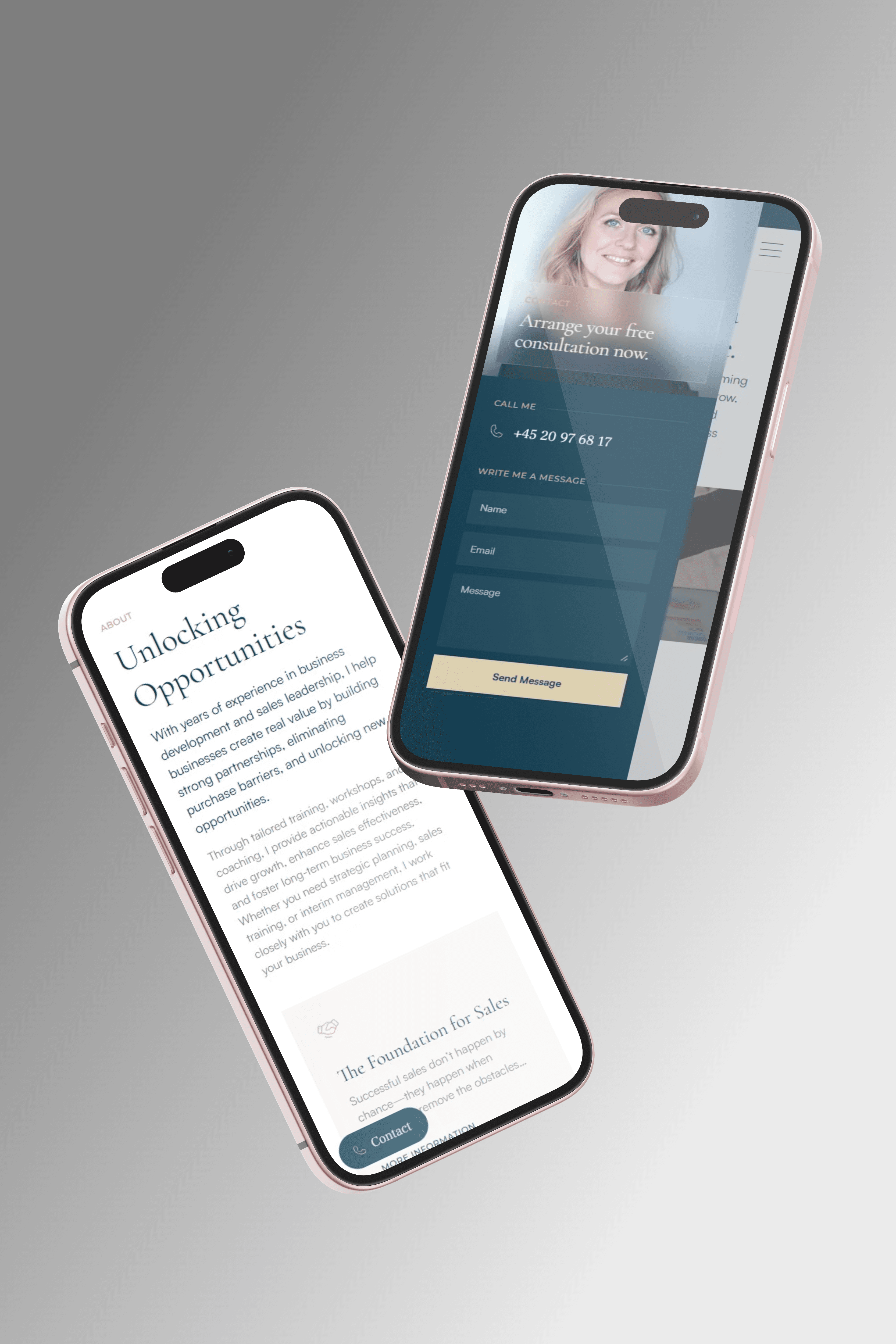 2 iPhones Mockup displays website made by Seoma