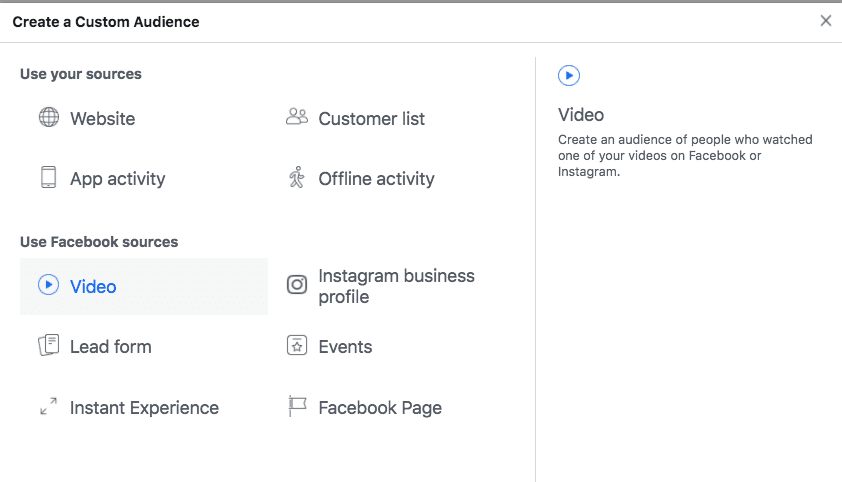 Create Video Audience on Facebook