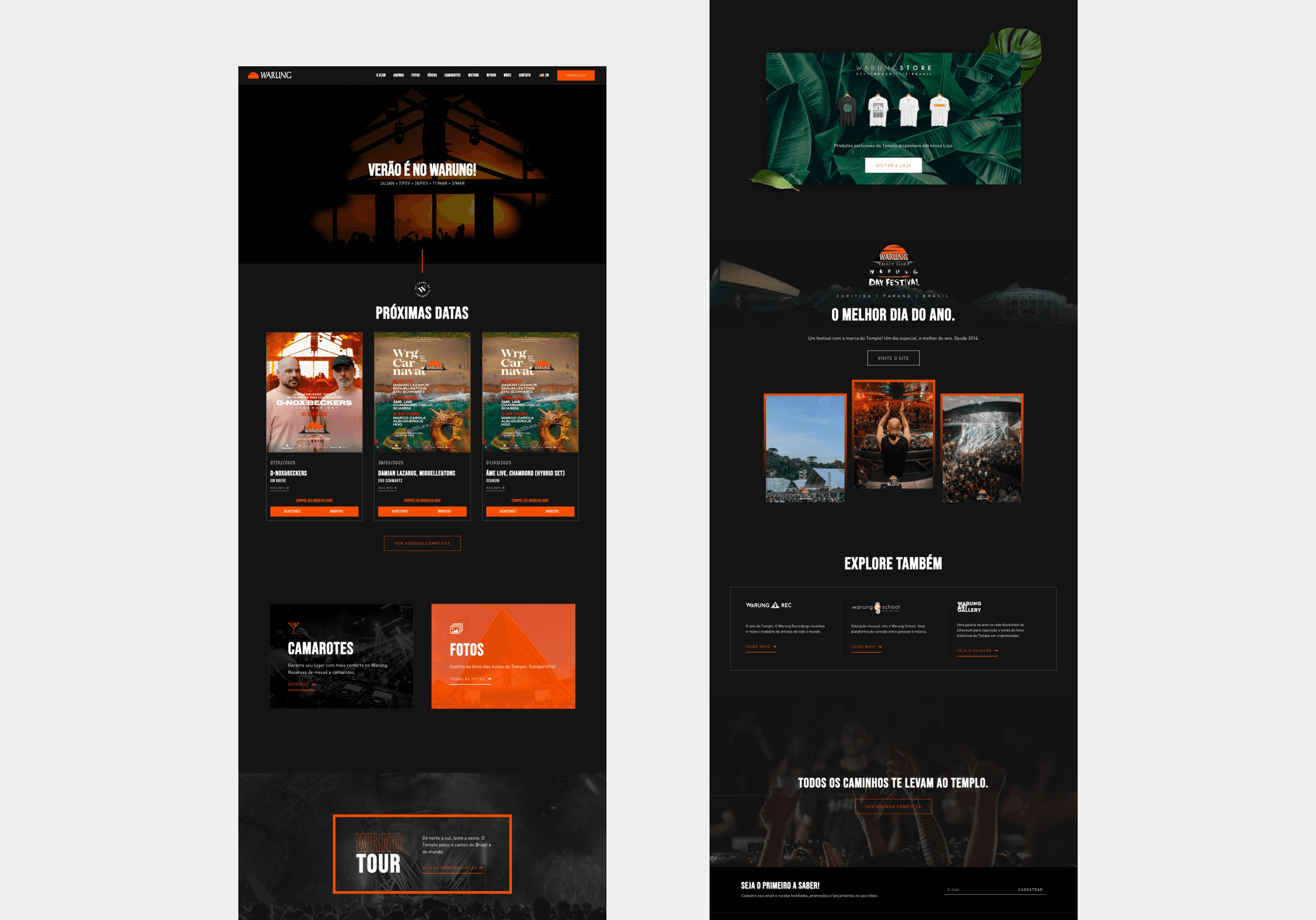 Captura de tela completa do site Warung Beach Club.