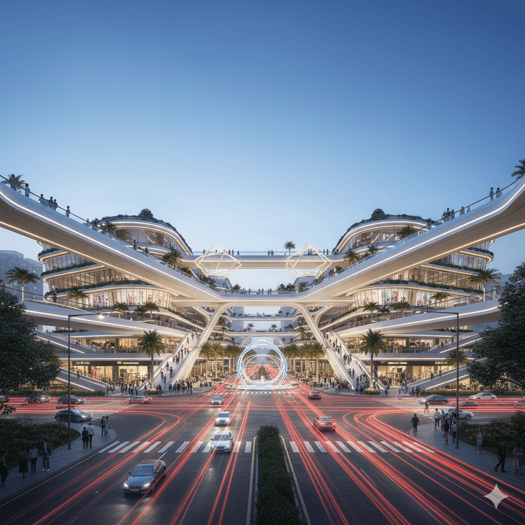 Modern commercial walkway and connectivity hub at a prime Gurugram intersection