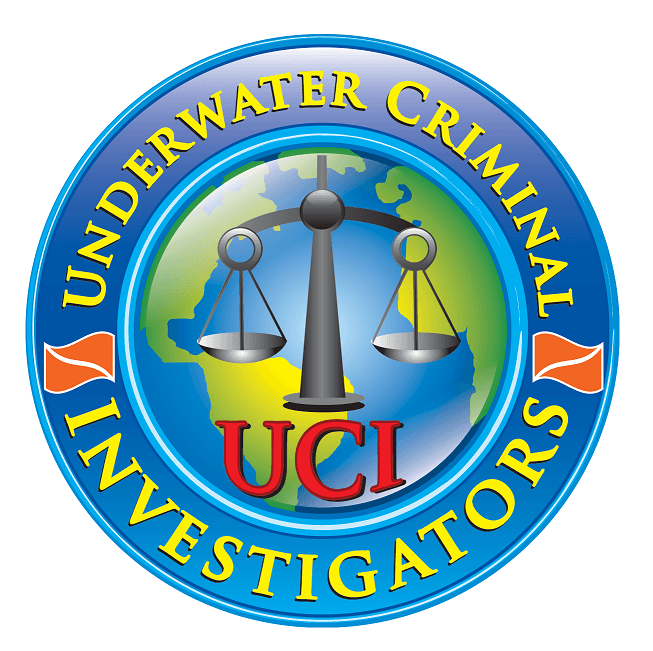 Circular icon logo for underwater criminal investigators