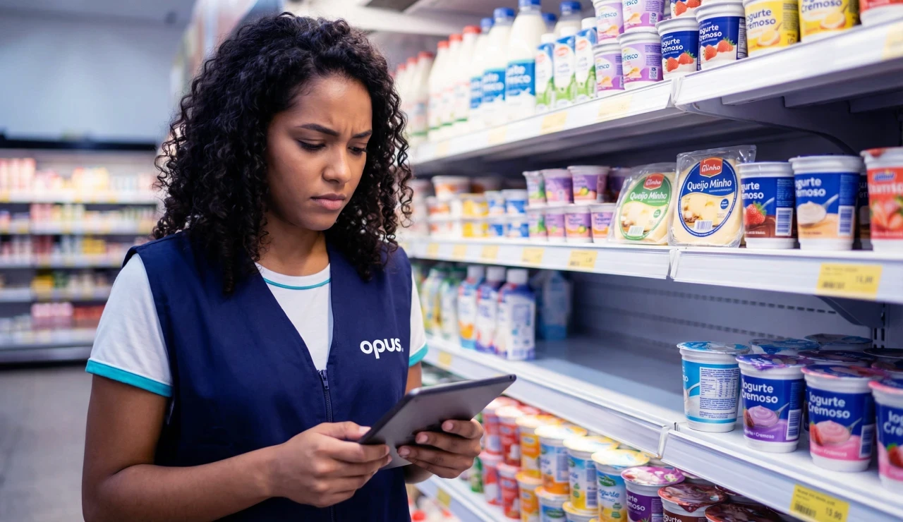 Promotora detectando ruptura com tablet