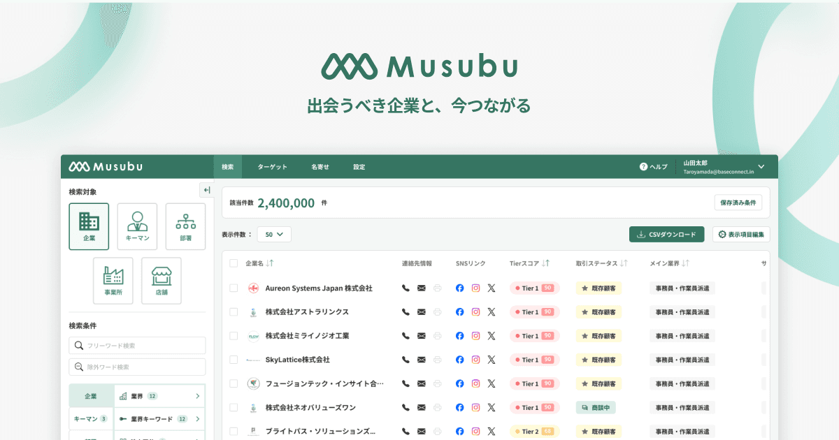 Musubuの公式サイト