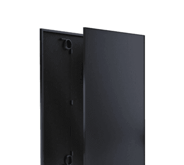 Ein schwarzes Solarmodul mit elegantem, modernem Design.