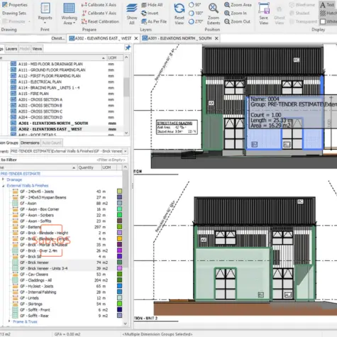 CostX Measurement screenshot with masonry brickwork by SubsQS
