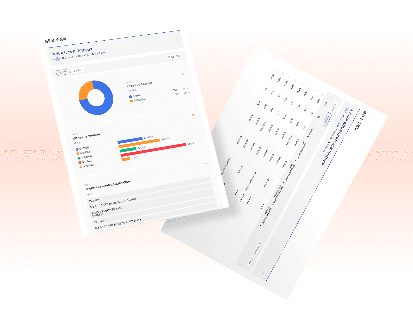 교회톡 설문 결과 실시간 통계 보고서 - 직관적인 차트와 그래프로 생성되는 설문 분석 결과