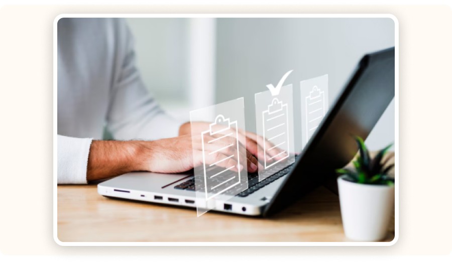 Checklist on laptop screen