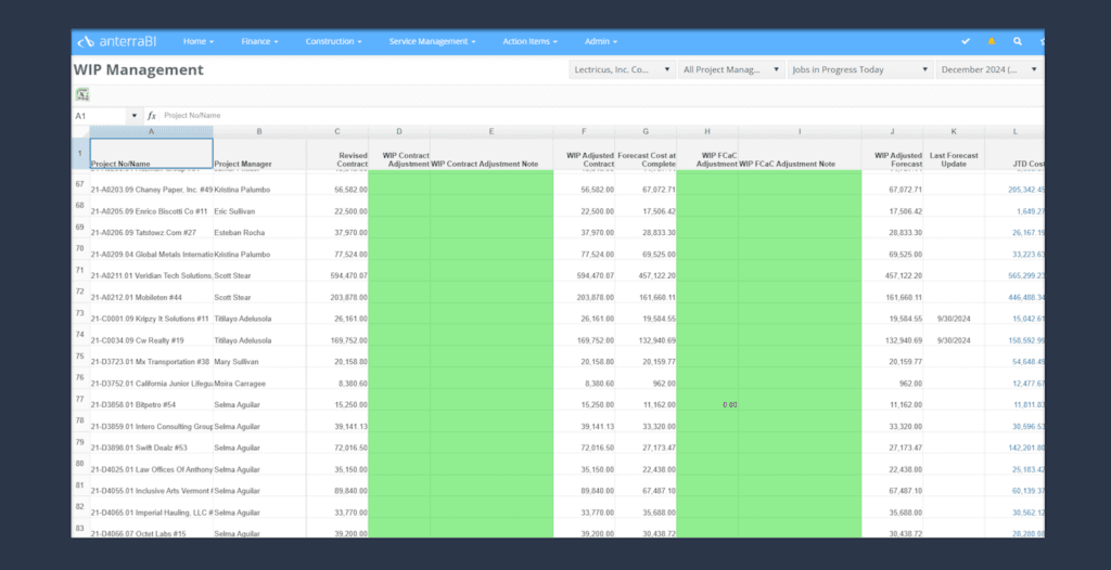ABI WIP Management Report
