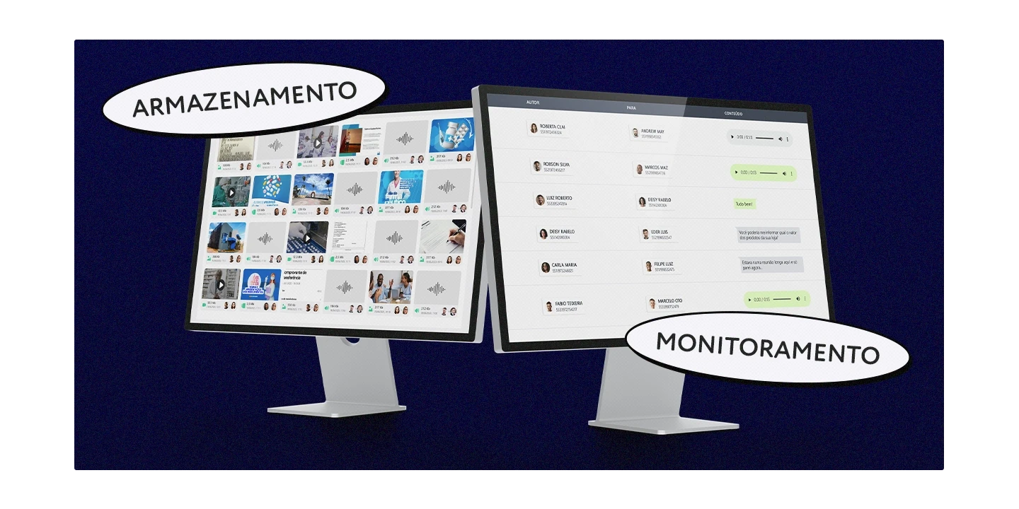 Monitores com as soluções de monitoramento e armazenamento da ferramenta Zapper