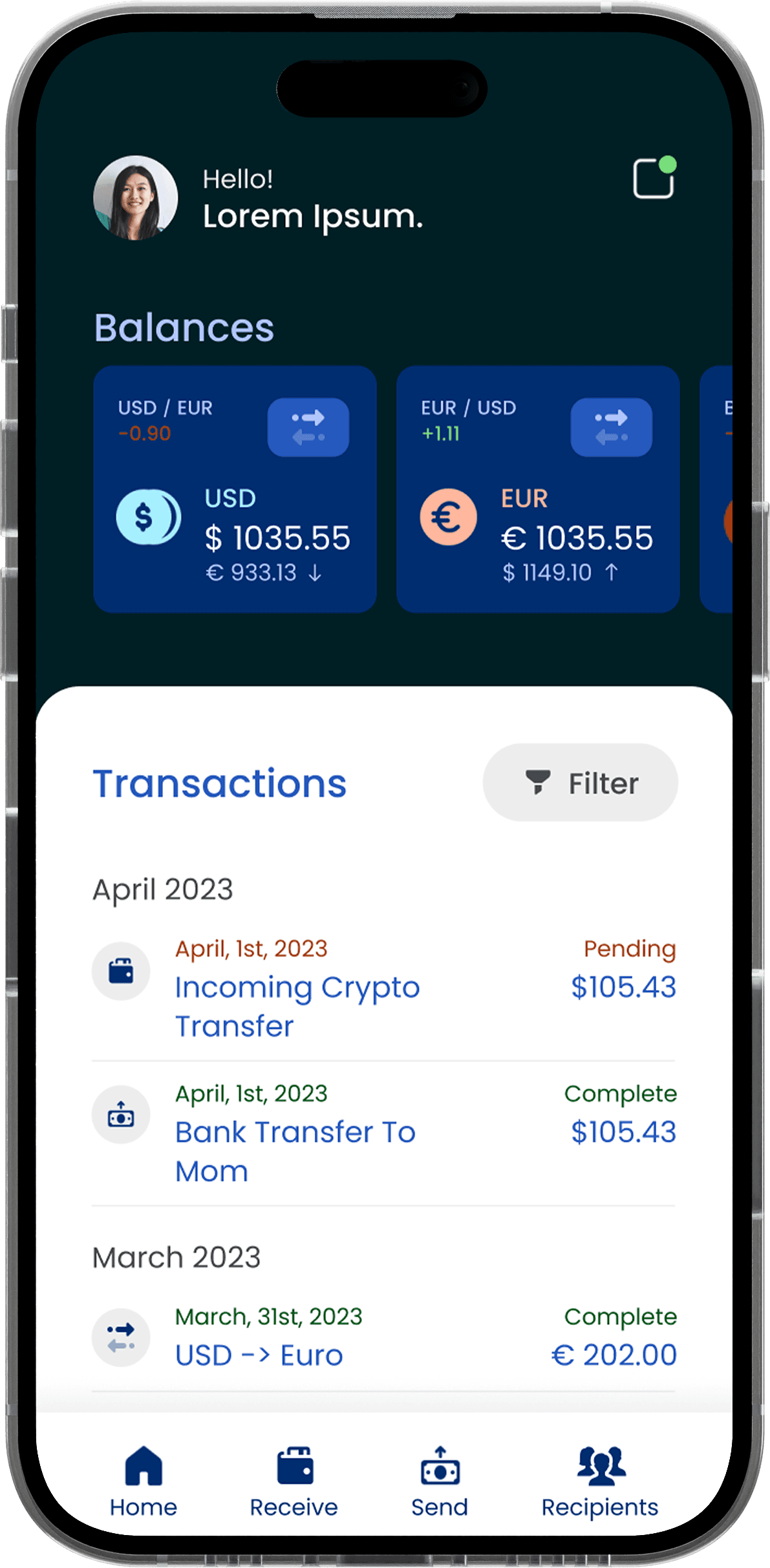 Digital wallet iOS Mobile App Design PNG File