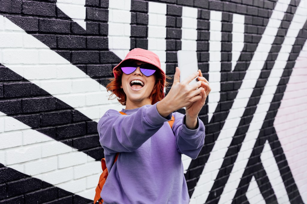 a woman taking a selfie