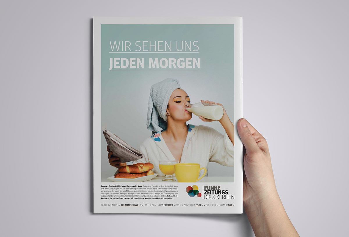 Imagebroschüre im Zeitungsformat – produziert auf hauseigenen Druckmaschinen