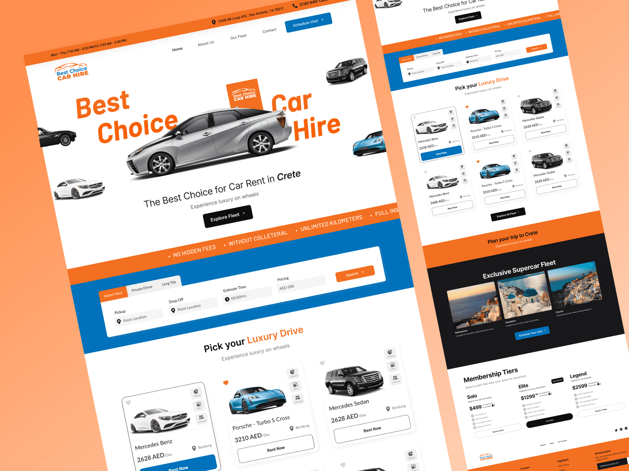 Best car hire website mockup