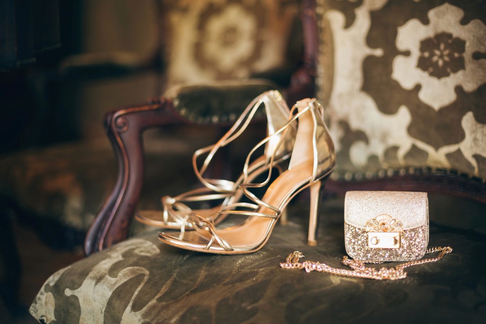 Golden heeled shoes