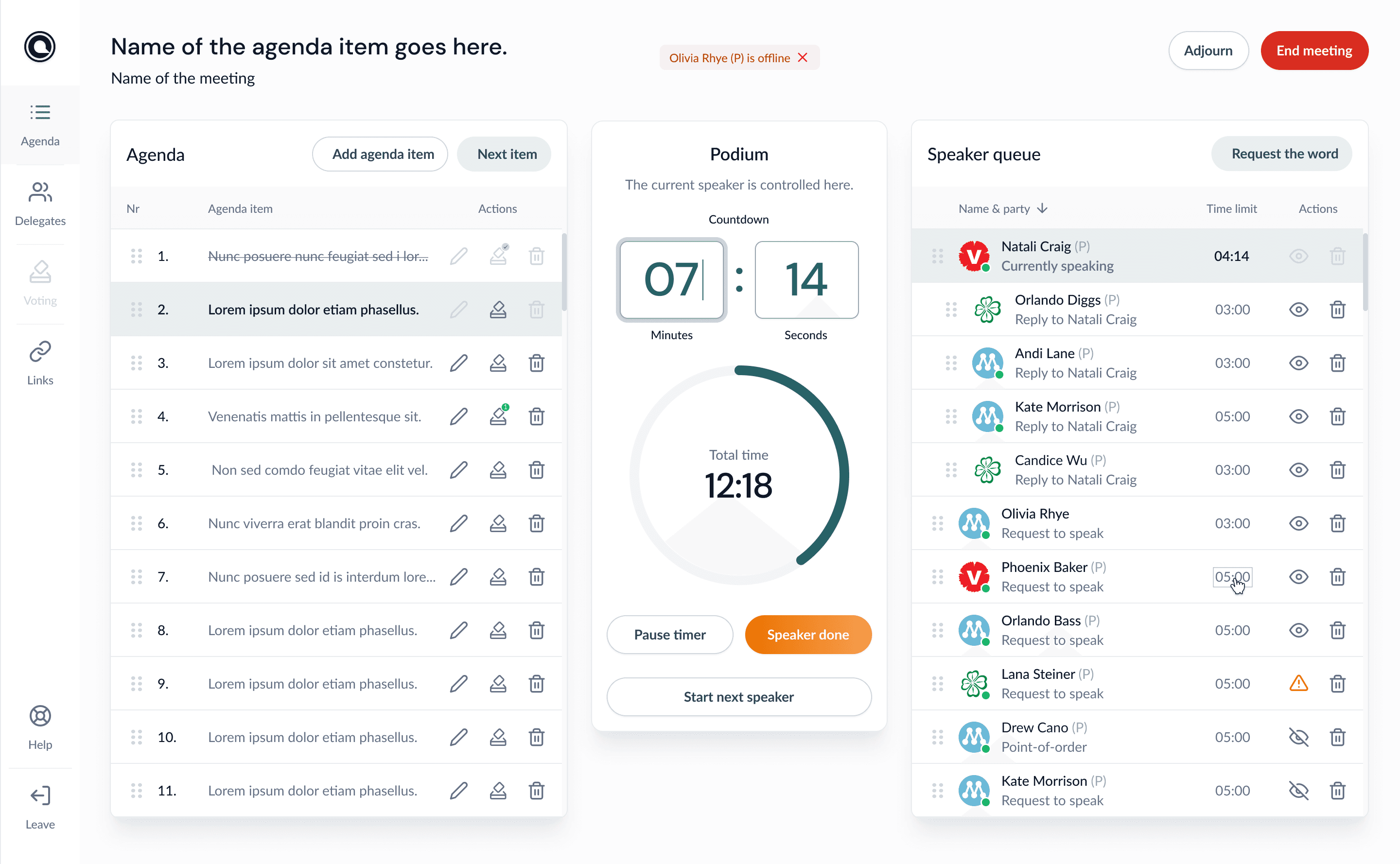 Quickchannel Meeting admin UI