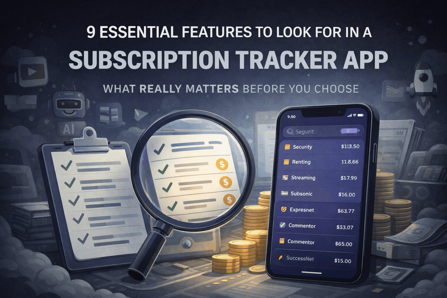 Subscription Tracker Features and what to look for