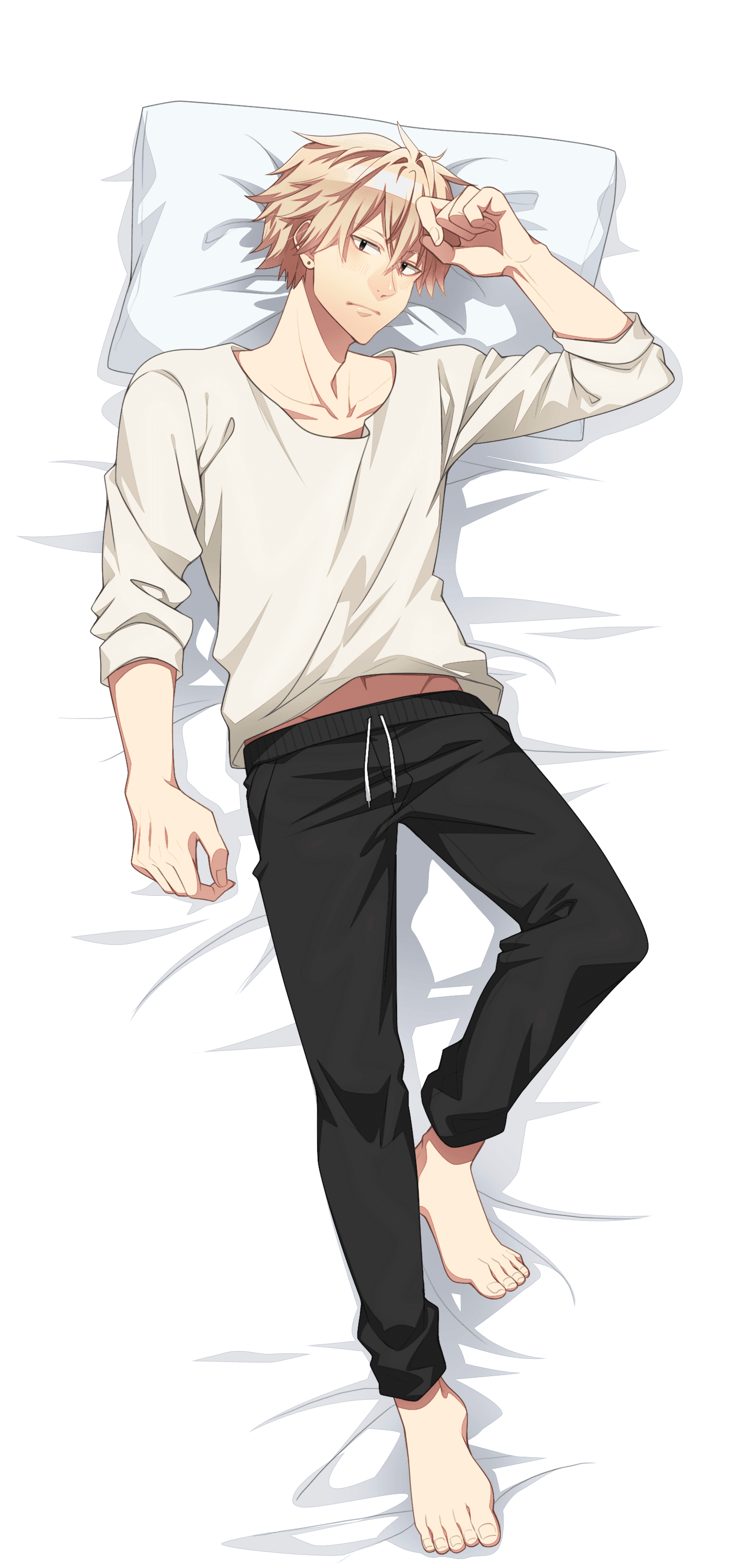 キャラクターが布団で寝ている添い寝シーツ絵