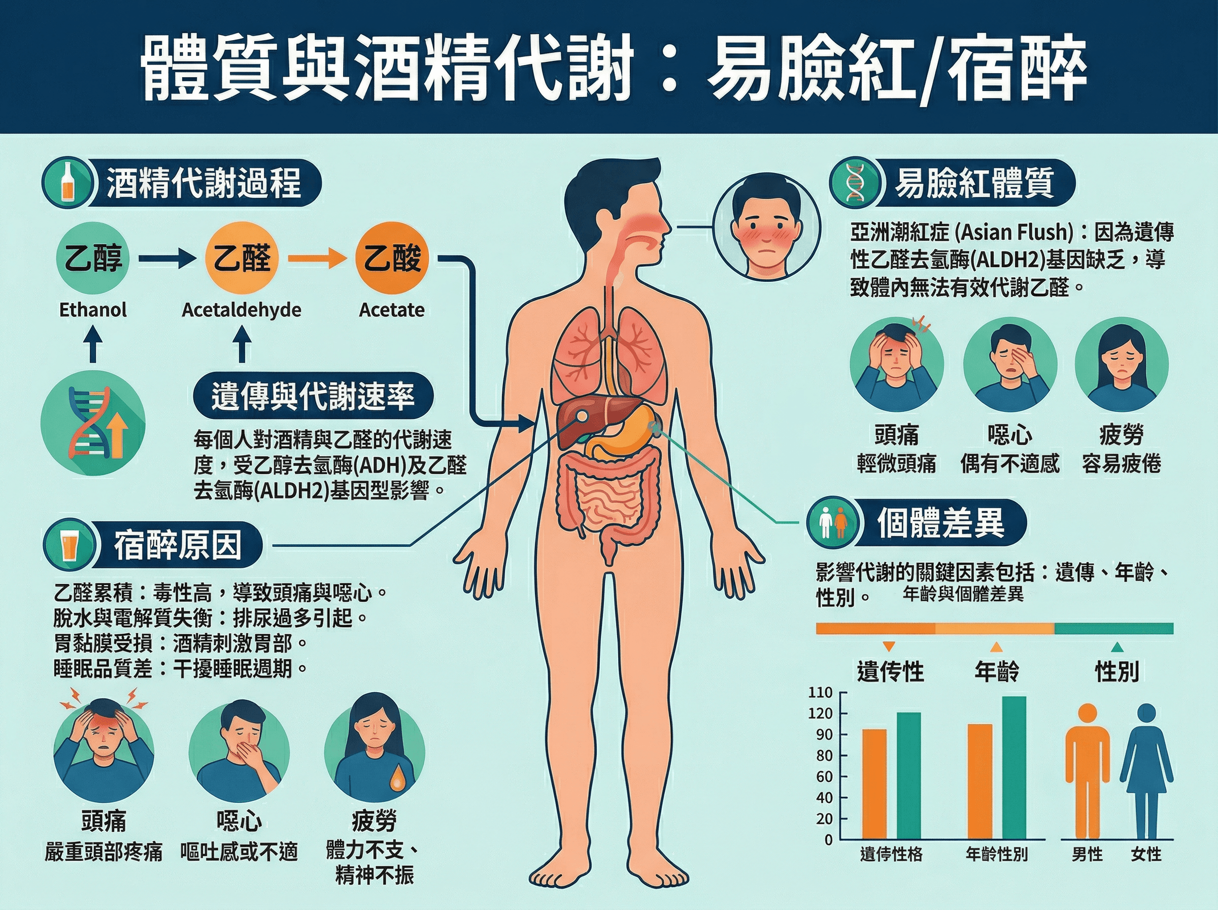 體質與酒精代謝：易臉紅/宿醉