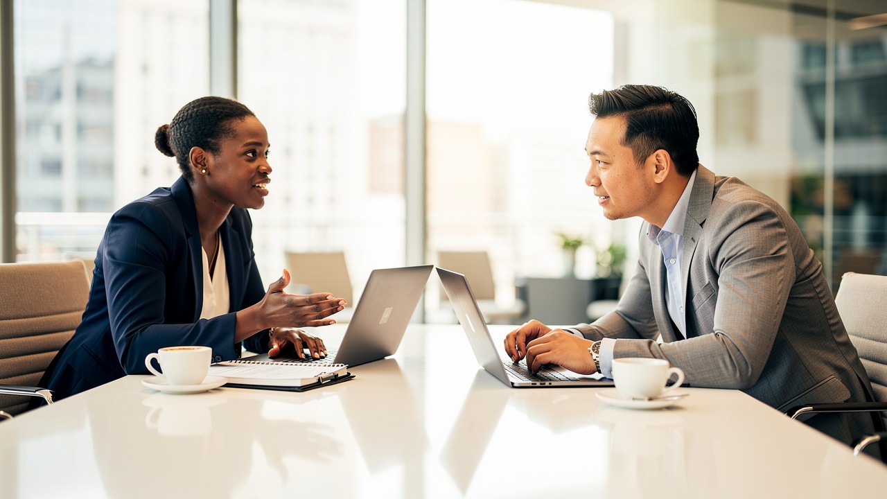 Sales professionals collaborating during business meeting