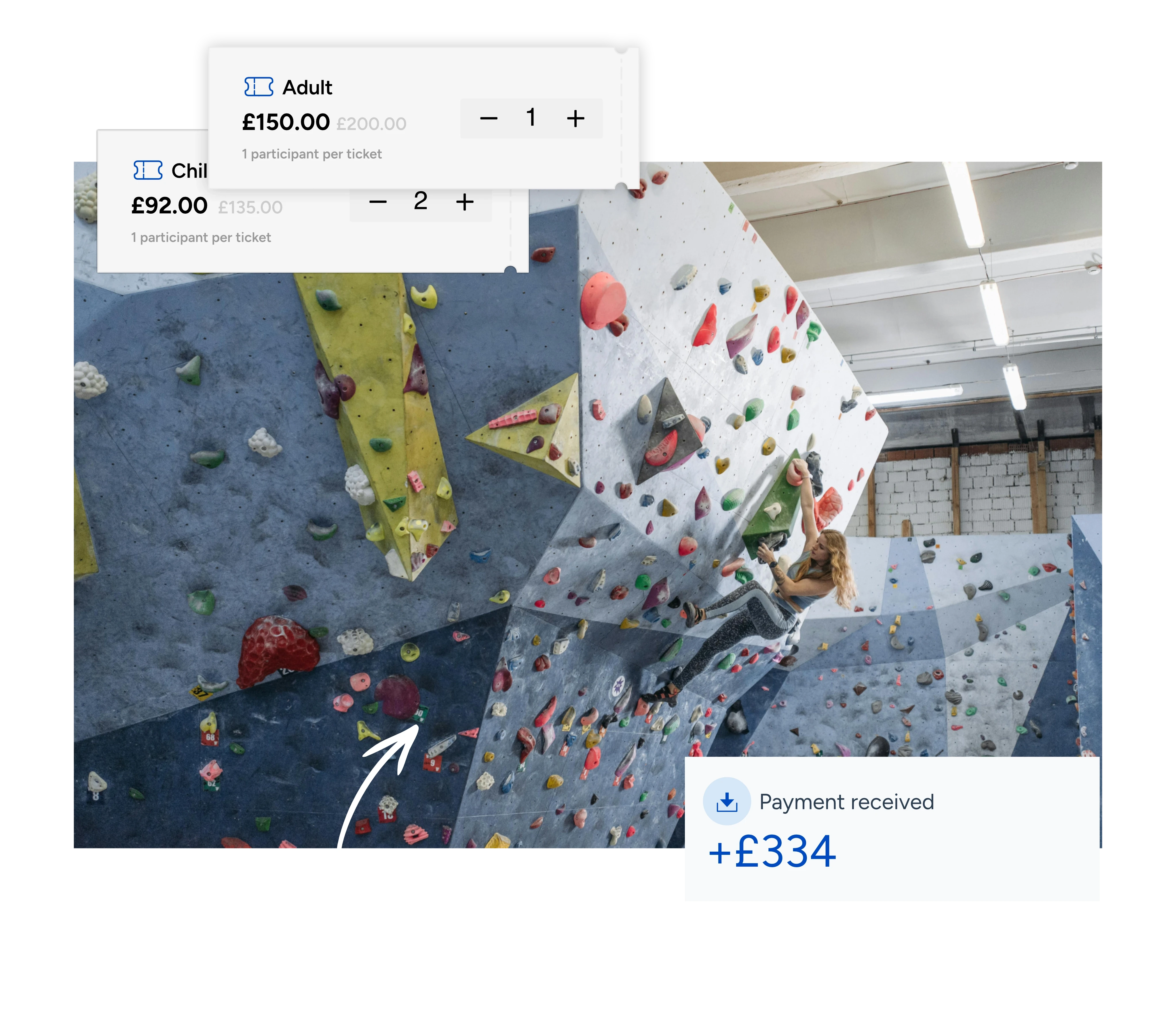 a person climbing a large wall covered in coloured grips