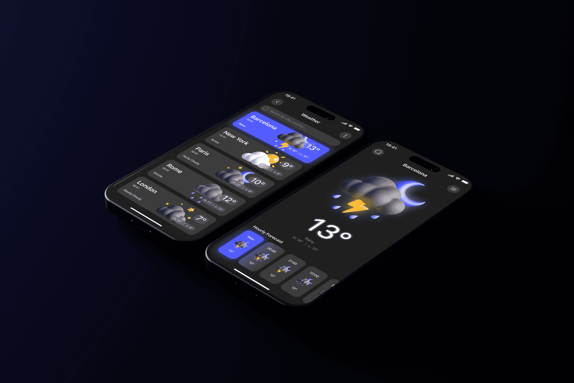 Weather app mockup