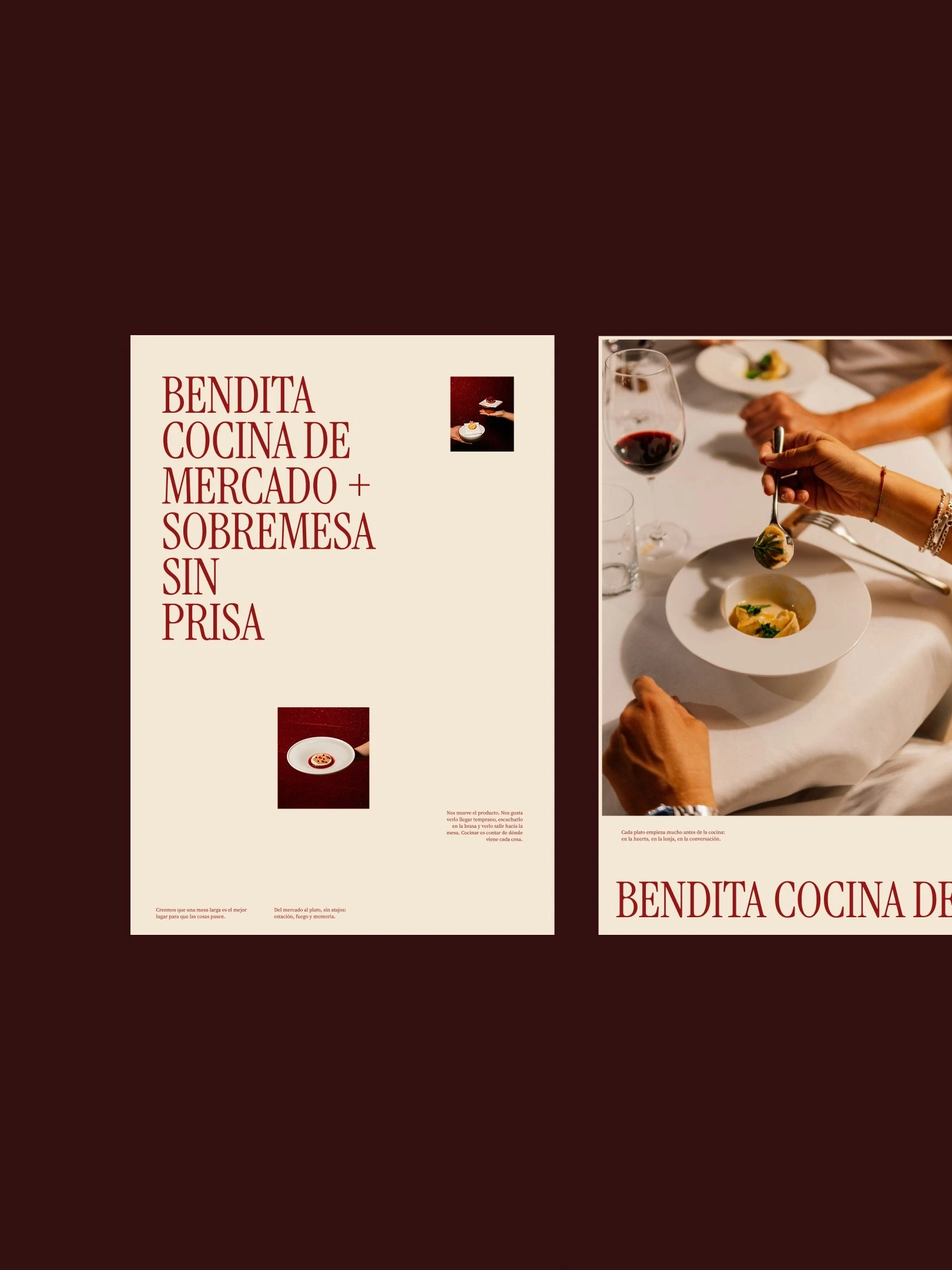Carta de Atea con el lema «Bendita cocina de mercado + sobremesa sin prisa»