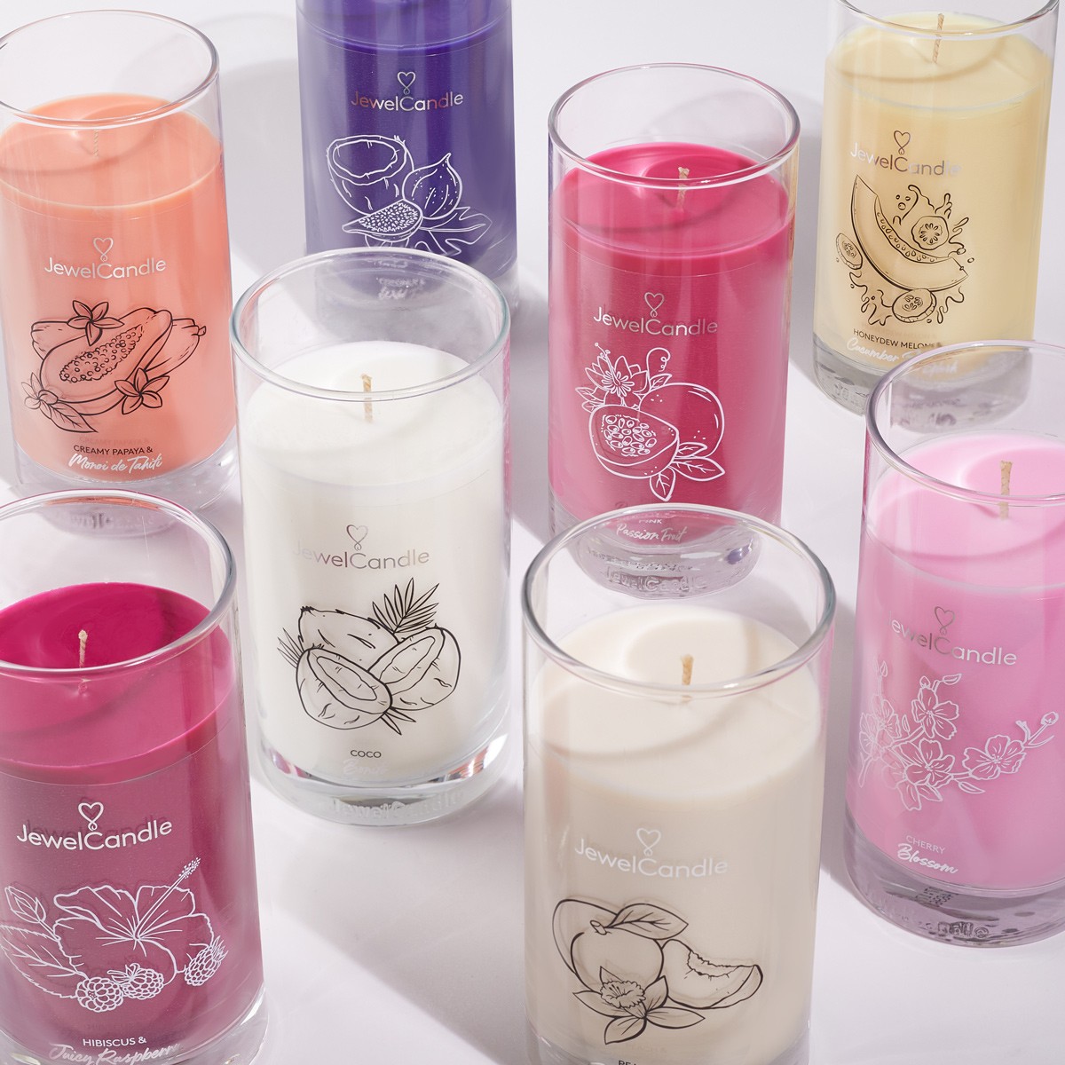 A group of candles, called "Classics" from JewelCandle