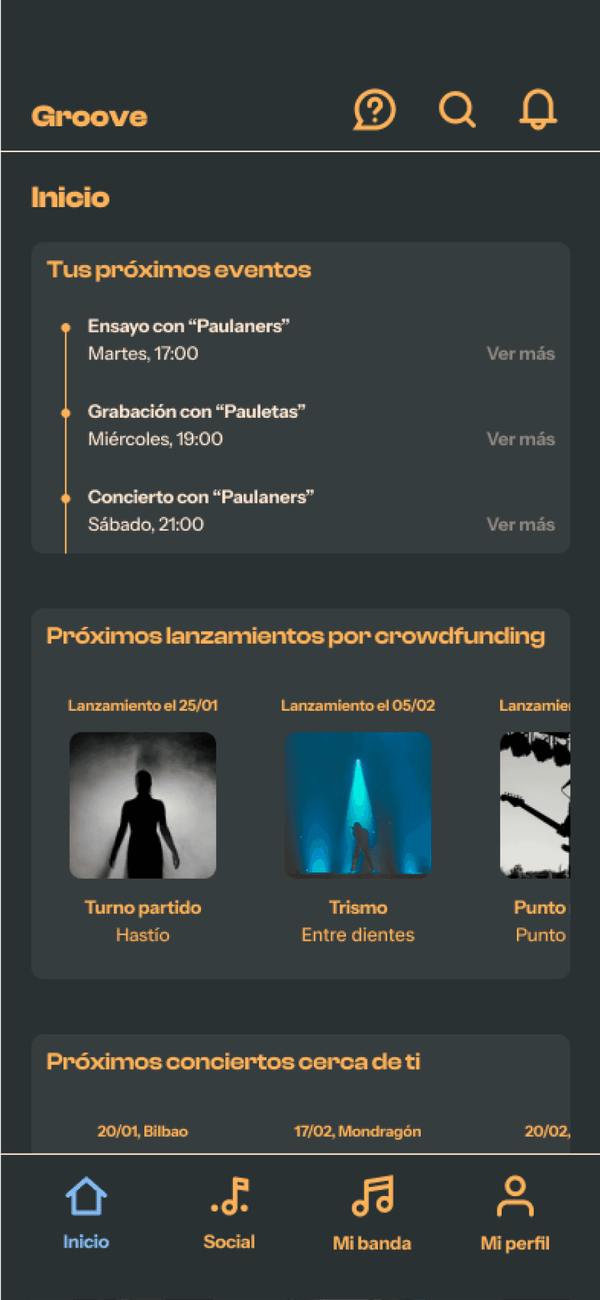 Prototipo de app para músicos