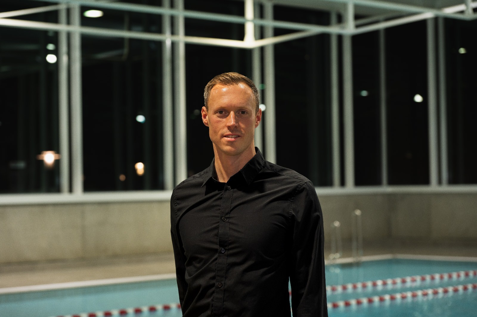 woman in red tube dress in water