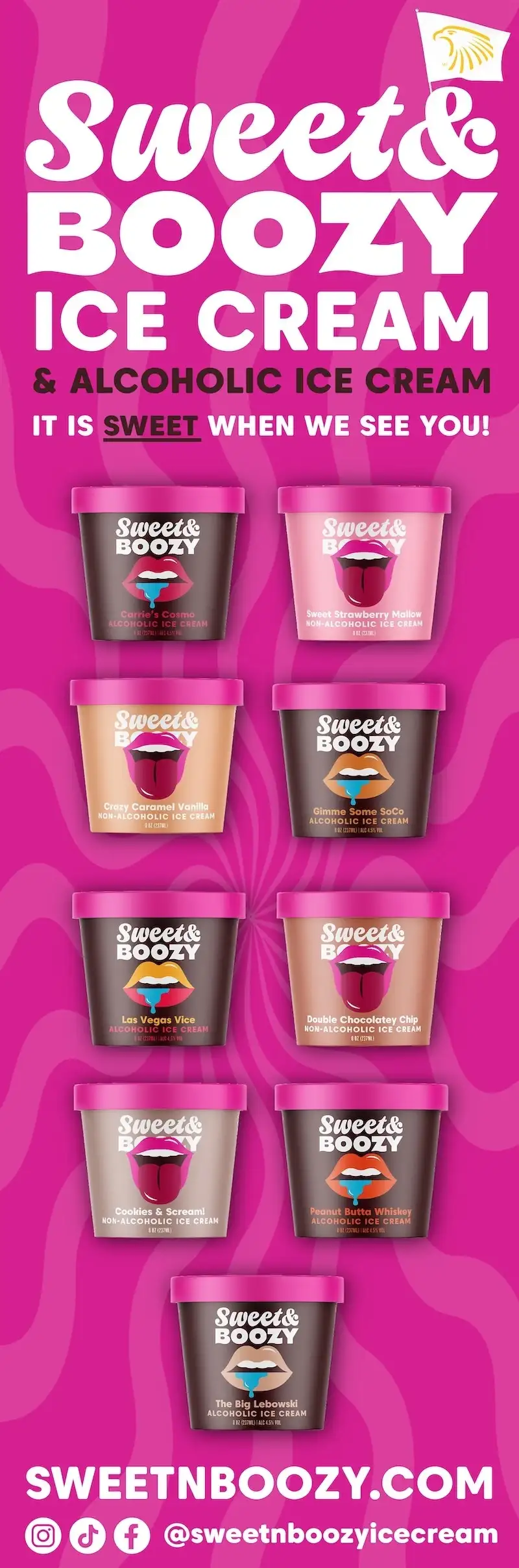 Sweet & Boozy ice cream tall banner ad