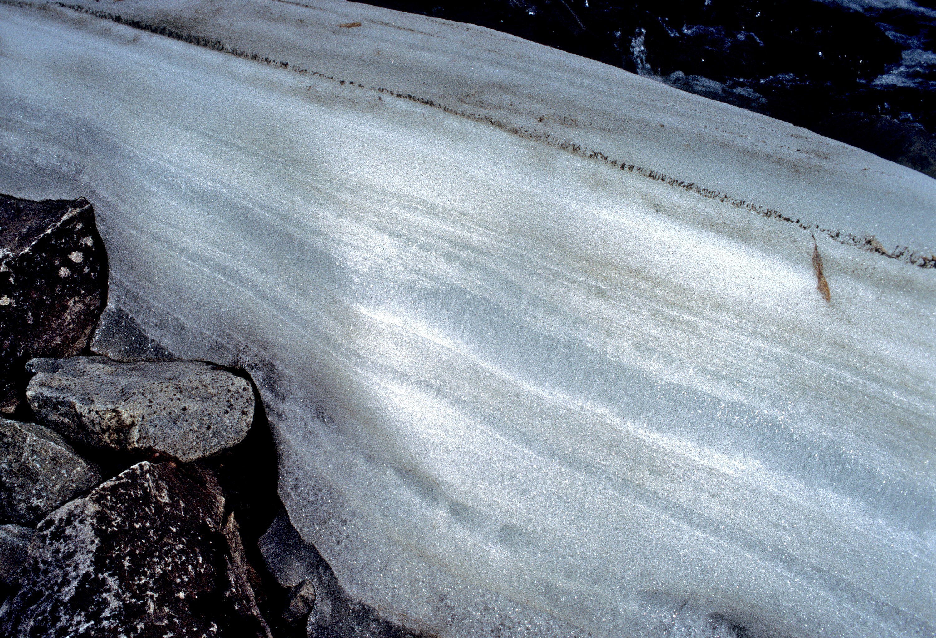 Ice and snow on top of rocks
