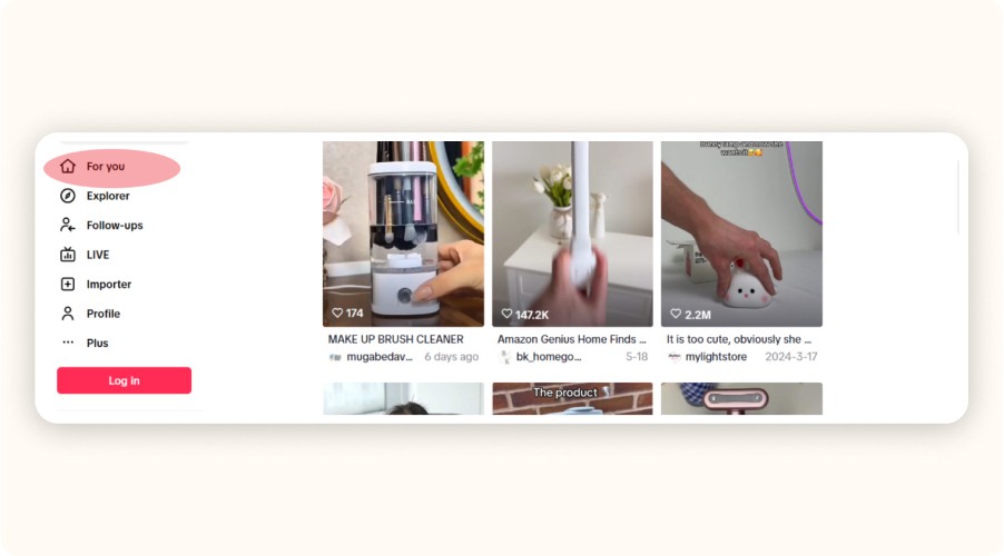 TikTok “For You” menu