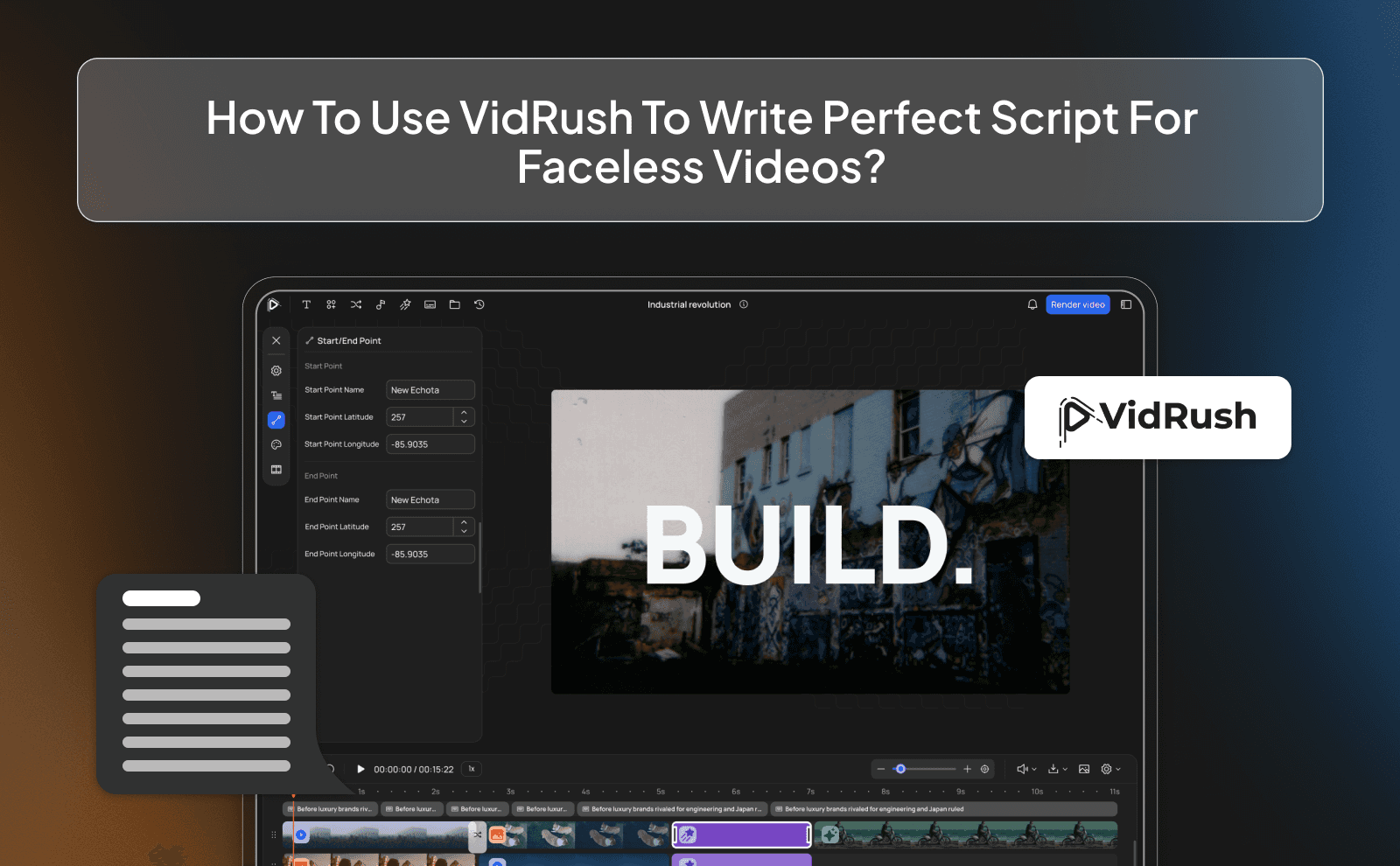 How to use VidRush to write perfect script for faceless Videos