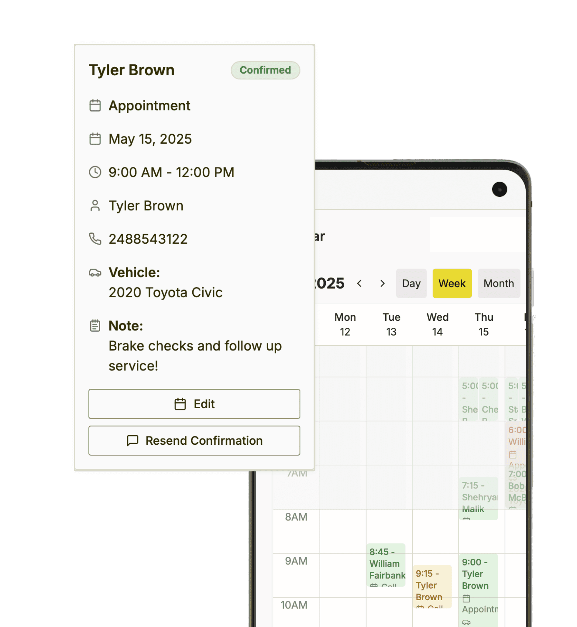 Automated appointment booking directly into shop management system