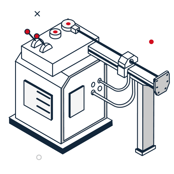 Icon showing an industrial tube bending machine