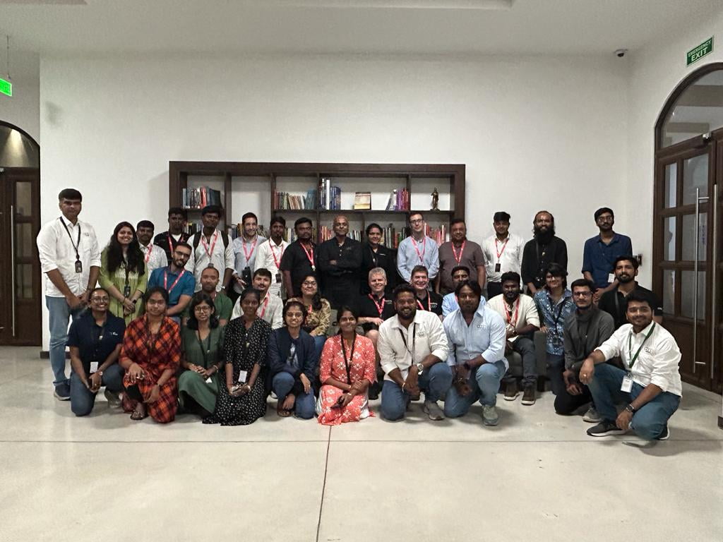 This is an image of Group photo at Zoho School of Learning with Mr. Rajendran Dandapani