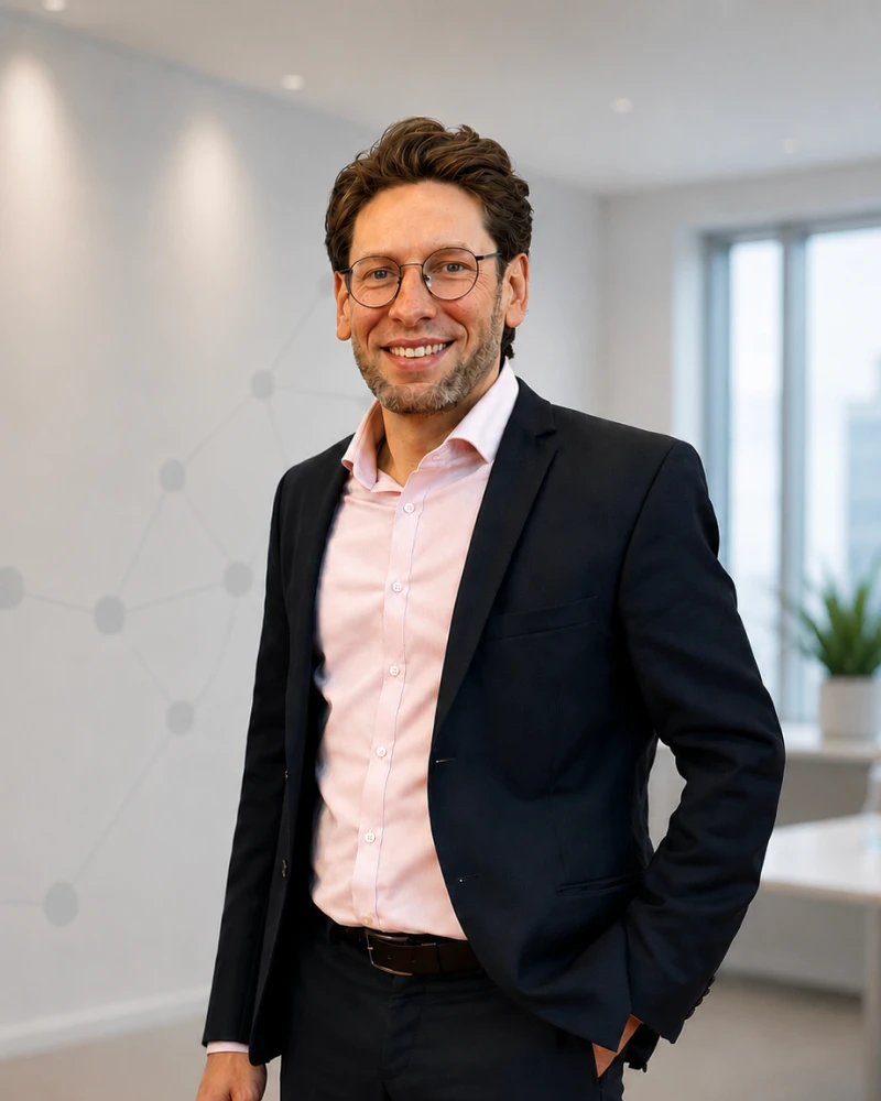 Thorsten Böhle, a founder of Alpine Bridge, in the firm's Basel office