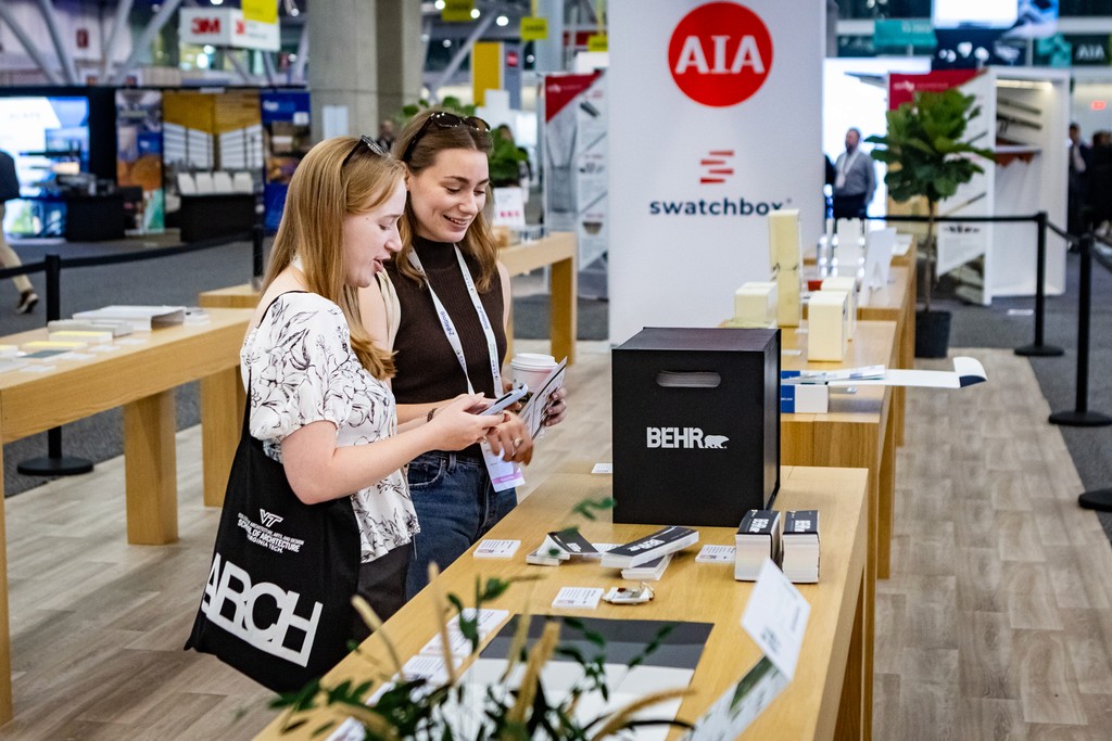 People browsing samples at AIA.