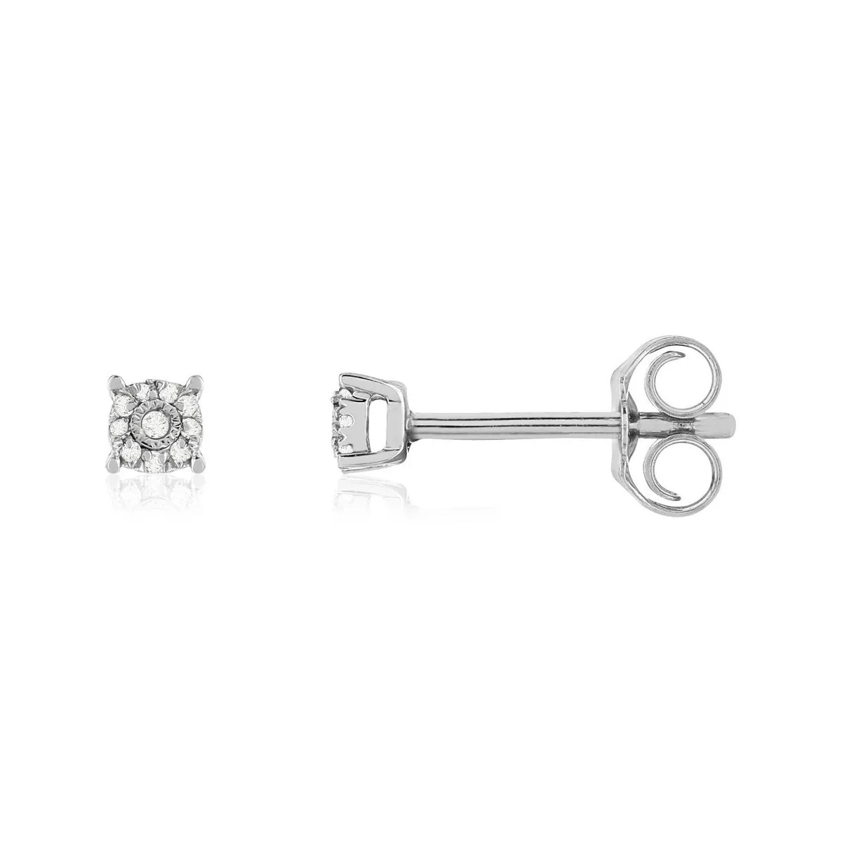 Boucles d'oreilles en or blanc 375 sertie de diamants