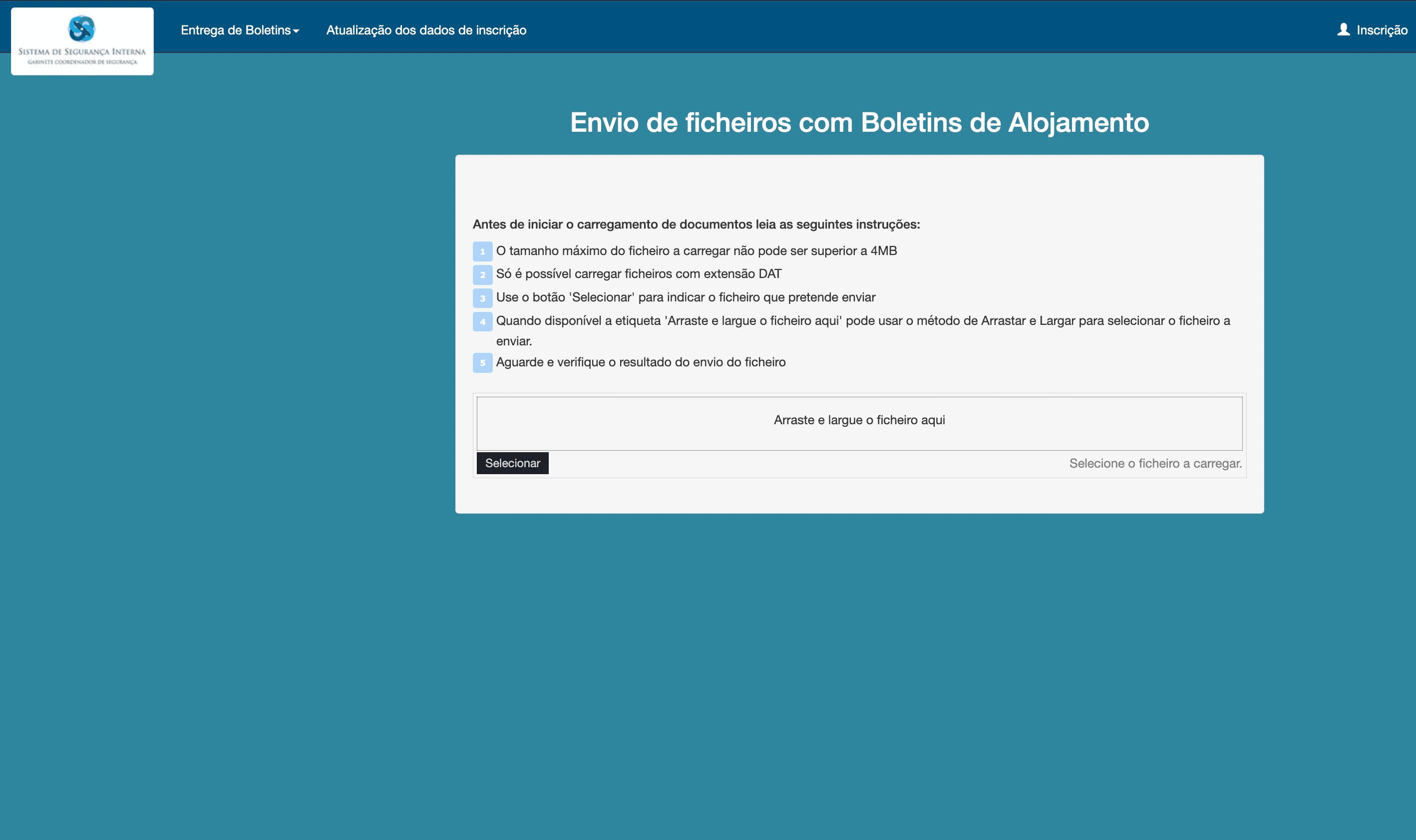 SIBA AIMA file upload example upload step