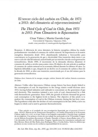 El tercer ciclo del carbón en Chile, de 1973 a 2013: del climaterio al rejuvenecimiento