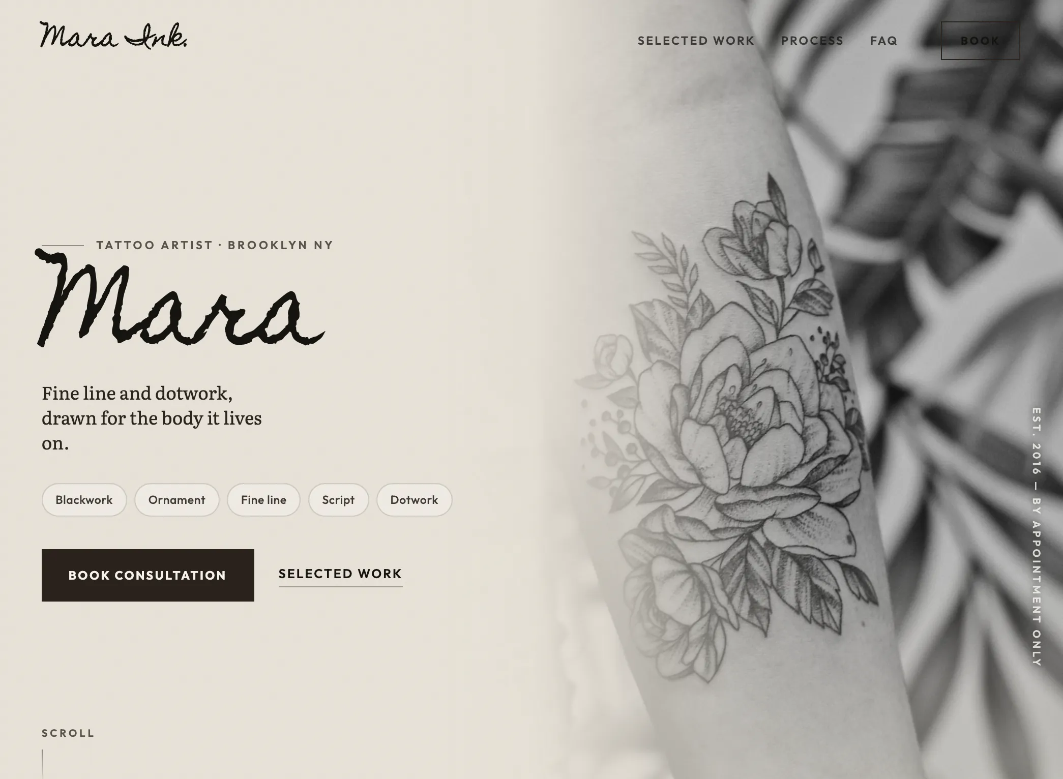 Custom tattoo artist website design by Digital Ink — portfolio that converts visitors into booked clients