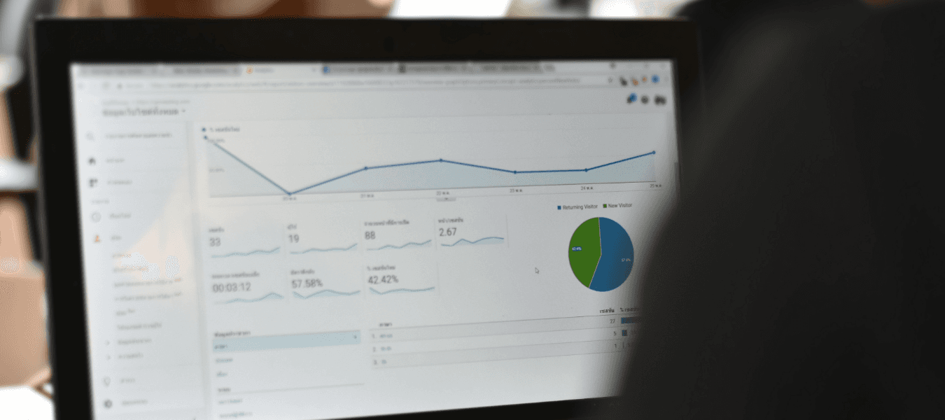 Website traffic dropping shown on an analytic dashboard
