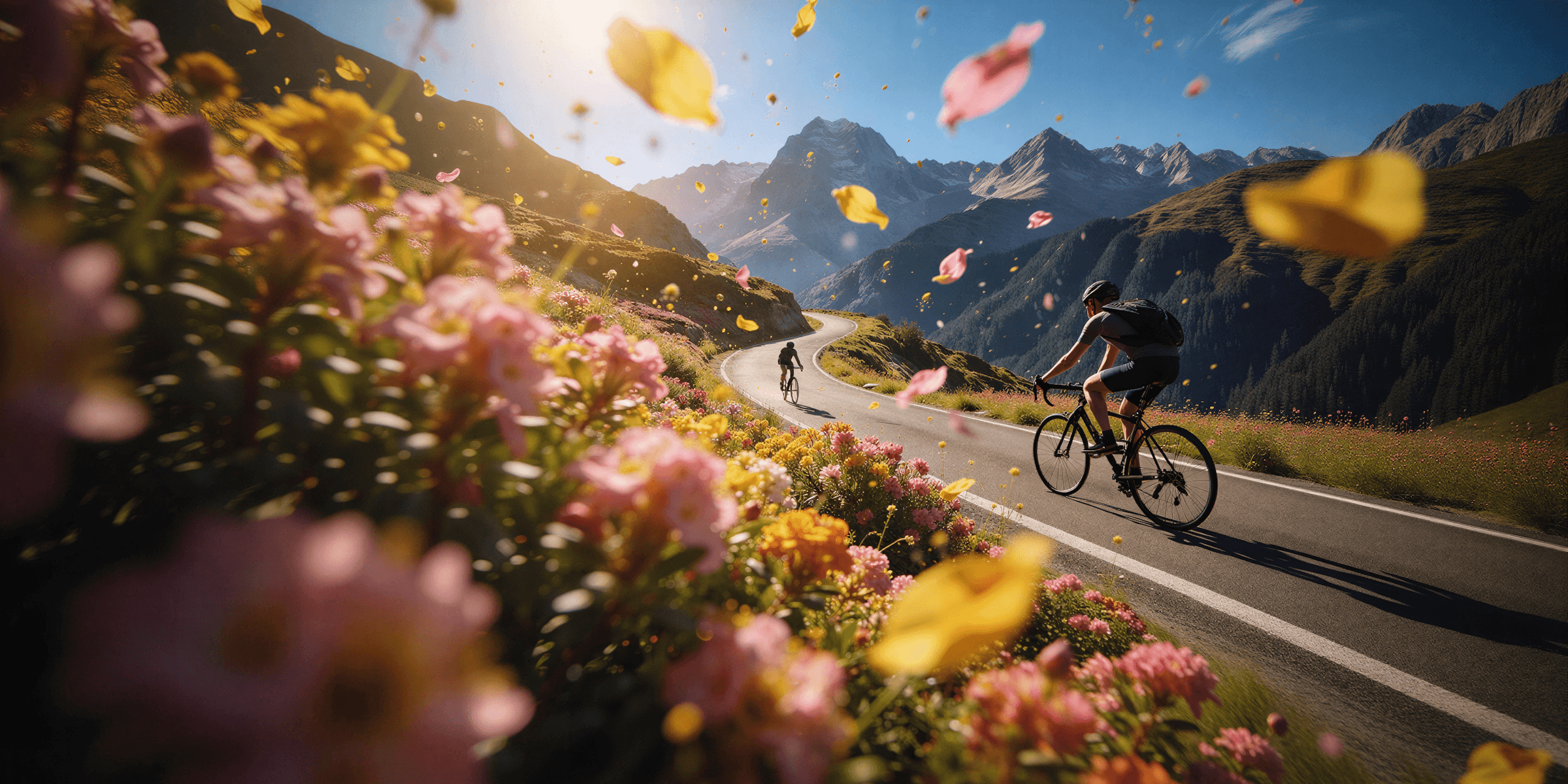 Colorful wildflowers in soft focus, warm cinematic tones — AI generated with Lore