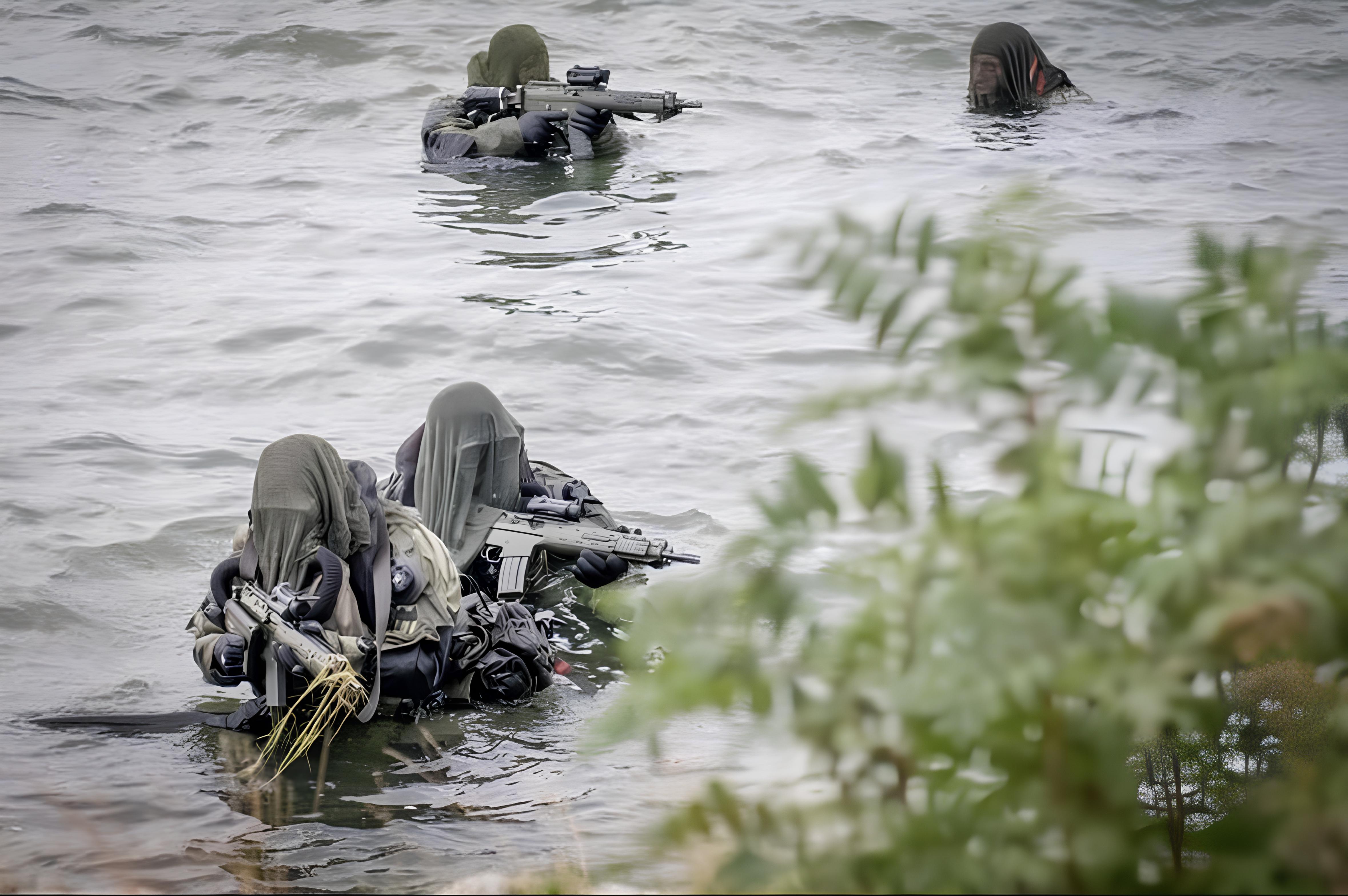 three people in the water wearing scuba gear